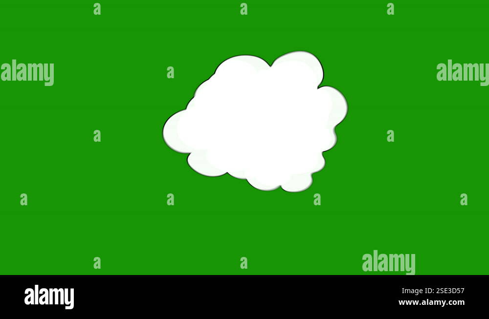 Simple white cloud cartoon on green screen, chroma key, animation Stock ...