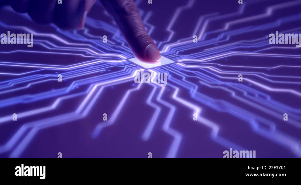 AI Computer Scanning Fingerprint To Activate Digital Process Stock ...