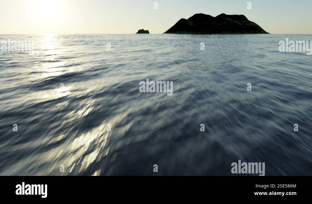 Epic Ocean Flyover with Island 3D Animation Stock Video Footage - Alamy