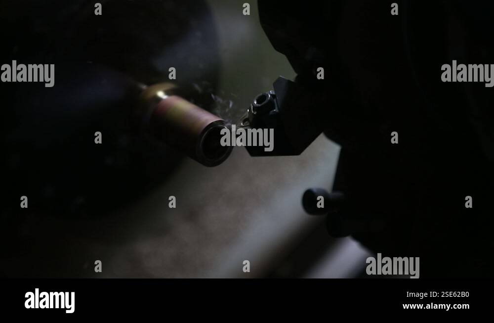 The Wire EDM machine operator setting by insert the brass wire to the ...