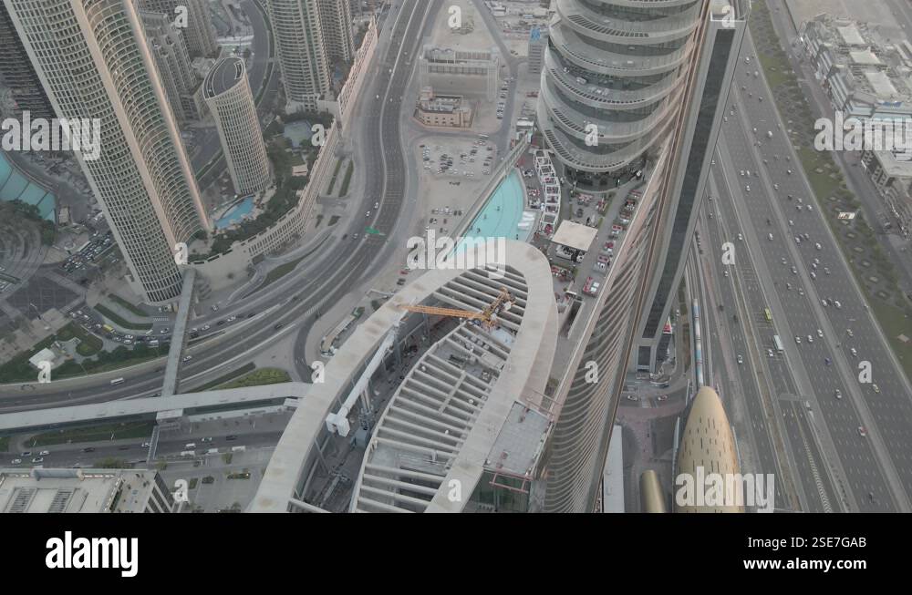 Stunning aerial panorama downtown Dubai and top deck of Address Sky ...