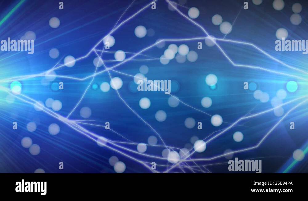 Computer generated animation of multiple static like energy rays moving ...