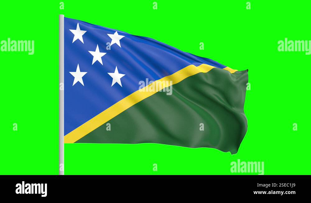 National Flag Of Solomon Islands Waving In The Wind on Green Screen ...