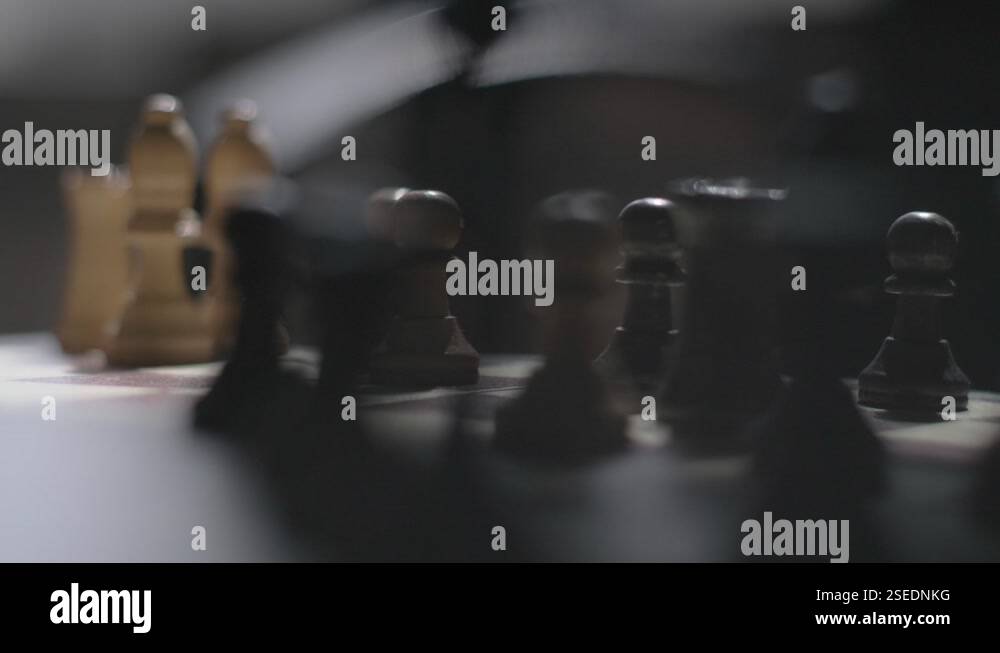 Chess pieces with great depth of field blur on chess board Stock Video ...