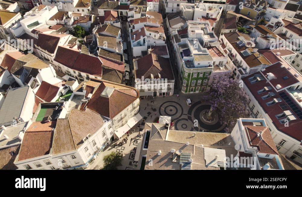 High Resolution View Square Overhead aerial top down view traditional square with narrow streets in ...