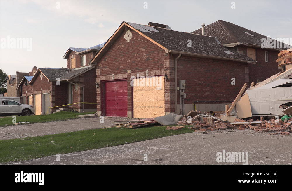 Massive Tornado destruction in residential area from EF-2 twister Stock ...