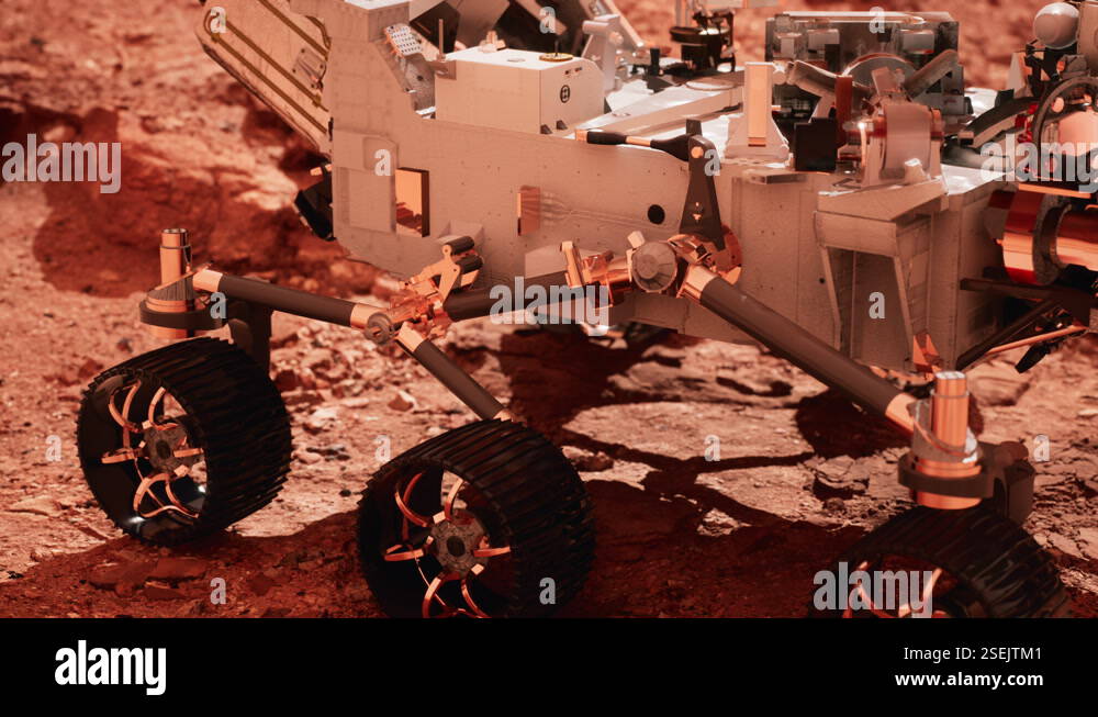 Mars Rover Perseverance exploring the red planet. Elements furnished by ...