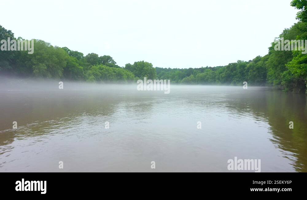 Fog and mist weather effect over Chattahoochee River near Franklin GA ...