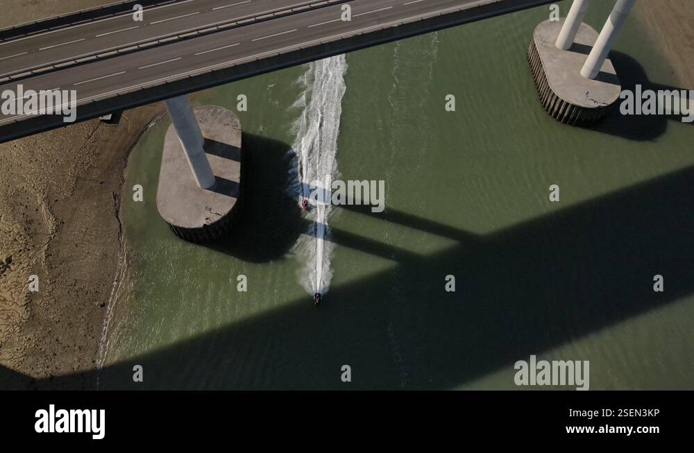 Top View Of A Couple Of Jetski Under The Kinsgferry Bridge And Sheppey ...