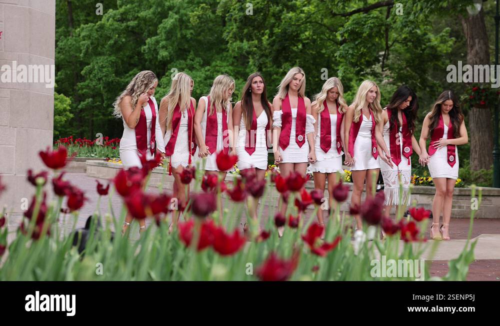 Sorority girls posing for photos before graduation at Indiana ...