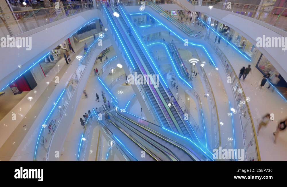 The technology mall is full of technology signals Stock Video Footage ...