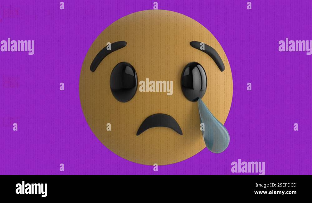 Animation of sad emoji icon over screen with noise Stock Video Footage ...