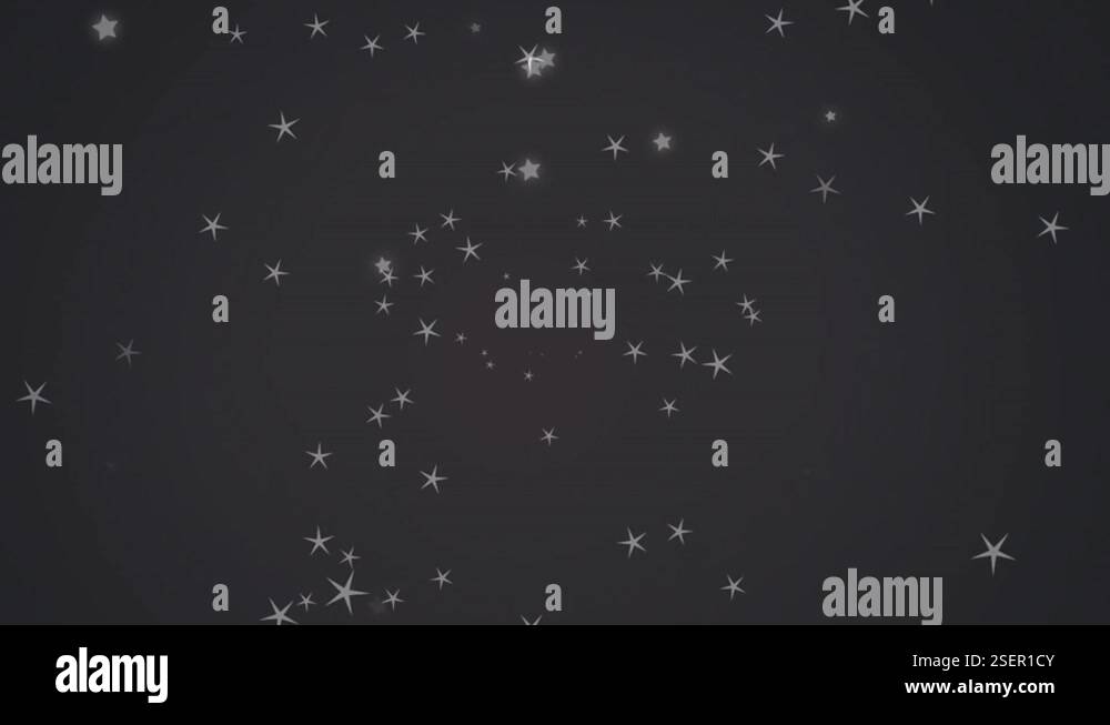 Digital animation of multiple star icons floating against black ...