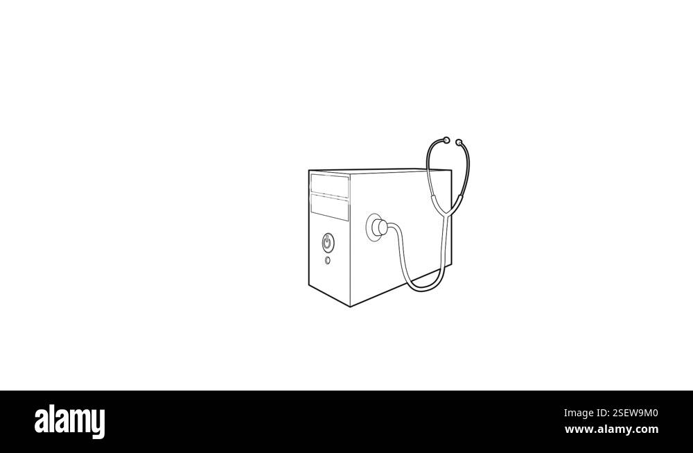 Computer system unit and stethoscope icon animation Stock Video Footage ...