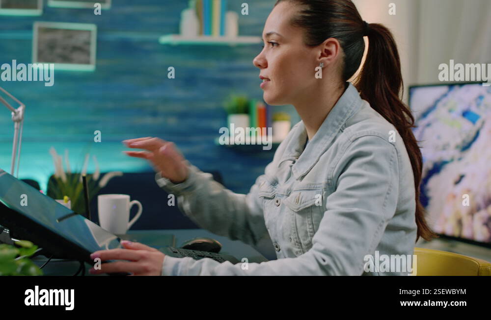 Woman photographer using touch screen software Stock Video Footage - Alamy