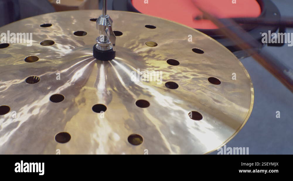 drumming. sticks hitting the cymbals of a drum kit.close-up Stock Video ...
