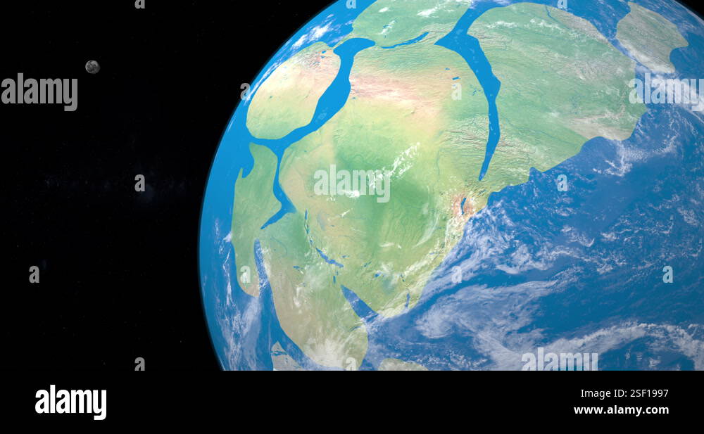 Ancient supercontinent Rodinia in earth planet with the moon at ...