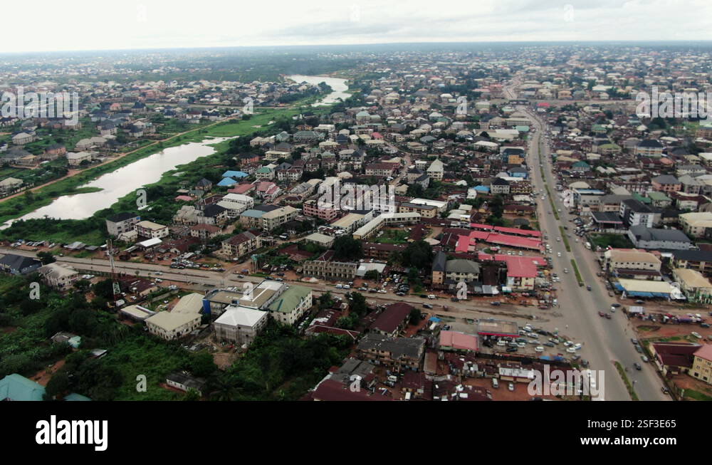 The sprawling city of Owari or Owerri Town in the Imo State of Nigeria ...