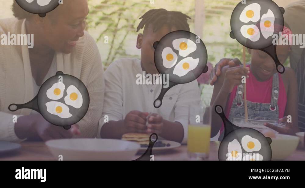 Pan Falling Animation of pans falling over african american family cooking together ...