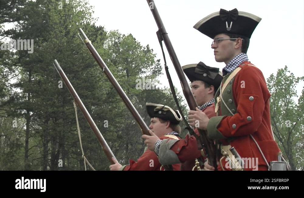 Soldiers of the French & Indian War era with flintlock muskets - March ...