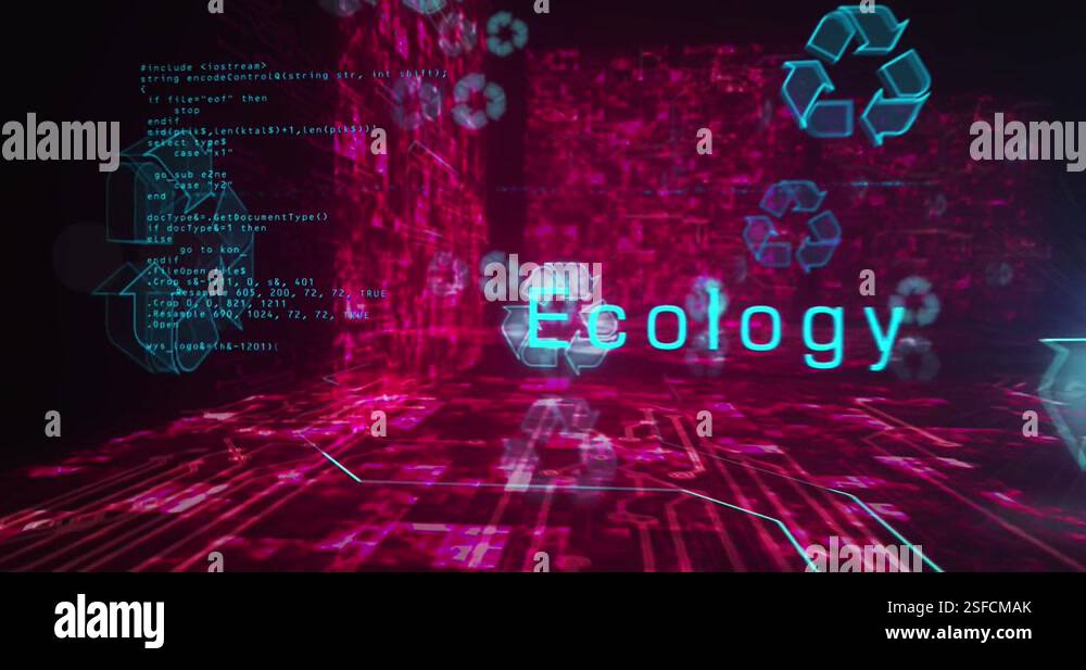 Recycling electronic waste data and sustainable industry symbols loop ...