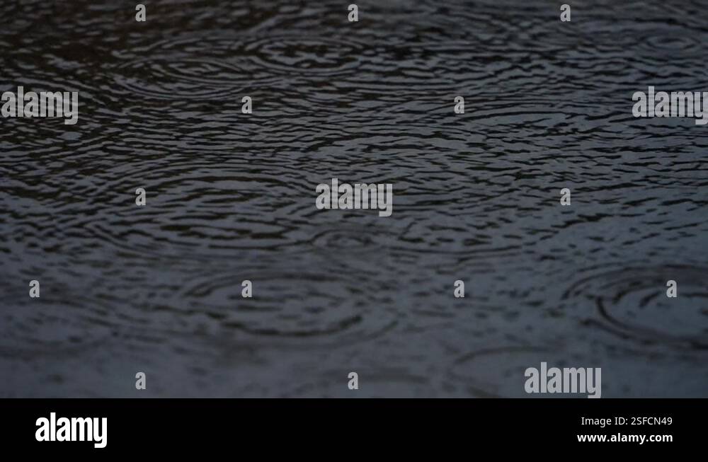 4K slow motion video of ripples spreading over a puddle on a rainy day ...