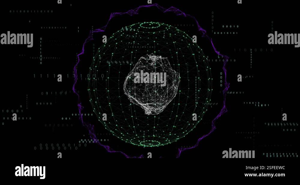 Animation of data processing and shapes on black background Stock Video ...