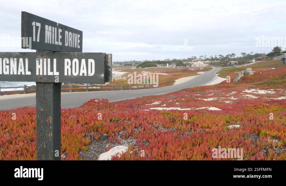 Scenic 17-mile drive road sign, Monterey California. Roadtrip along ...