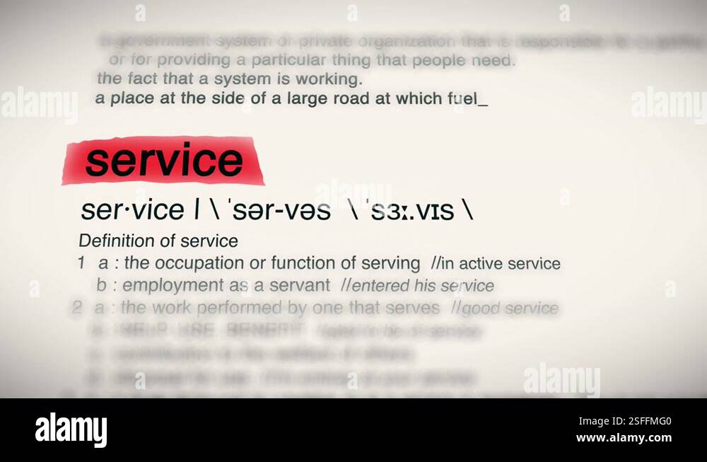 The Word Service Red Highlighted in a Dictionary Animation Stock Video ...