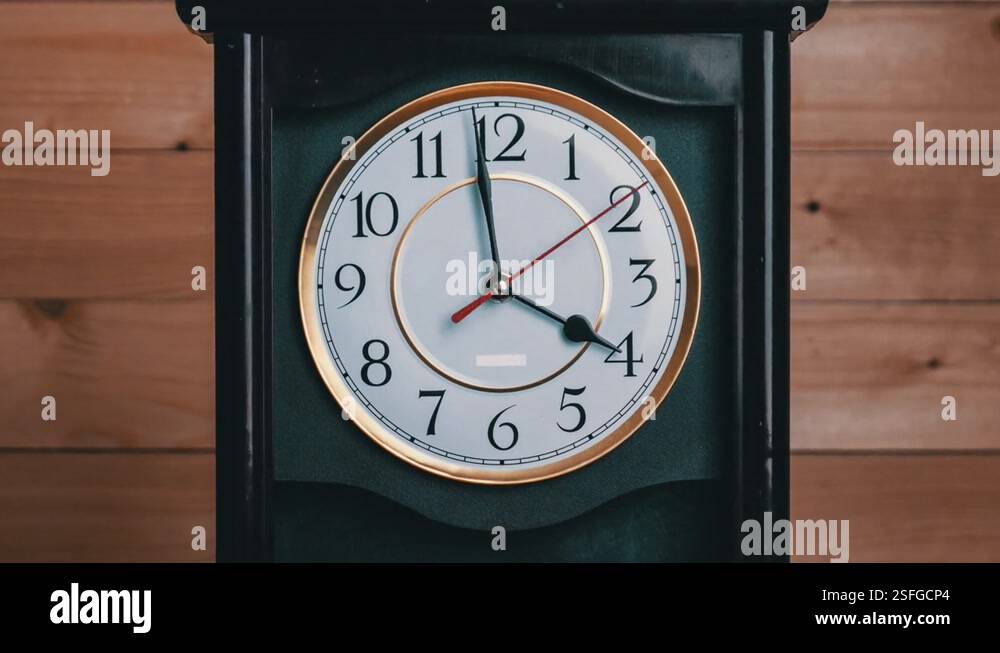 Vintage Clock Arrow Rotate at 4 PM or AM, Full Turn of Time Hands ...