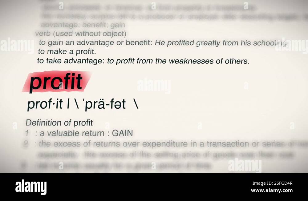 The Word Profit Red Highlighted in a Dictionary Animation Stock Video ...