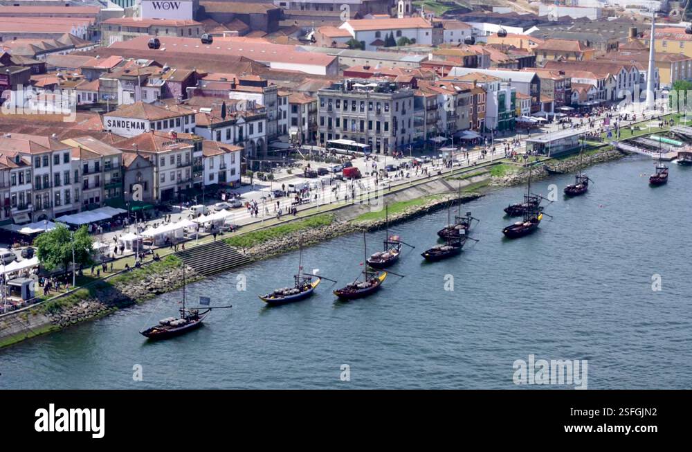 Rio Douro Rabelo boast moored at Vila Nova de Gaia Ribeira, Portugal ...