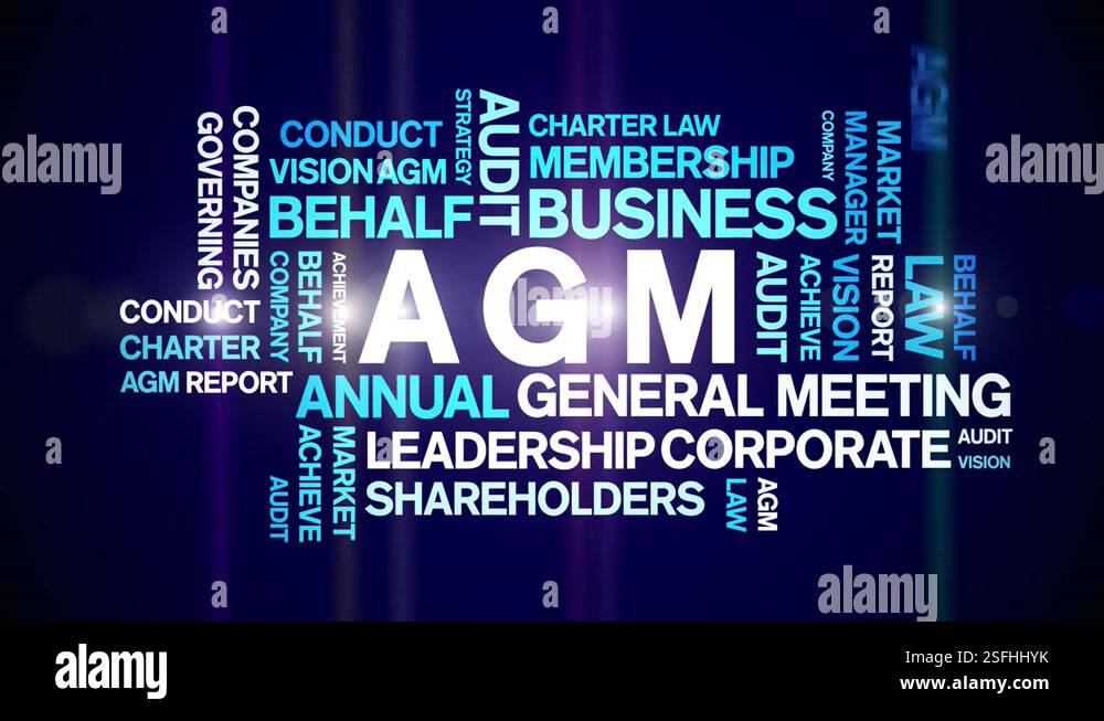 AGM - Annual General Meeting acronym word cloud,animation kinetic ...