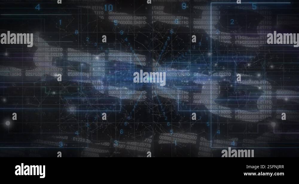Blue light trails, data processing and security chain icon against ...