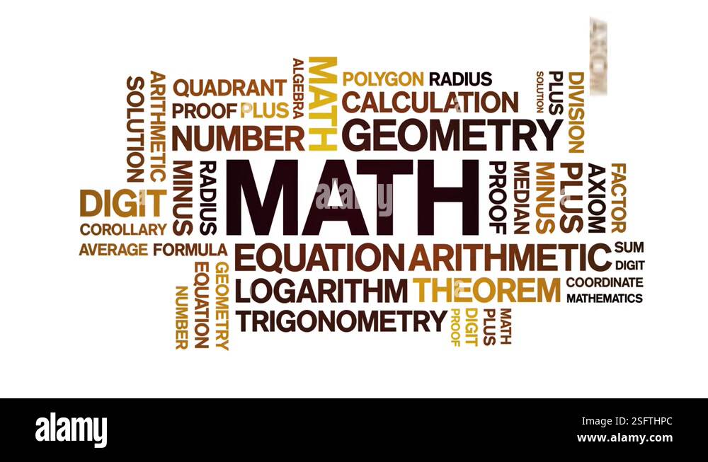 Math animated tag word cloud,text animation kinetic typography seamless ...