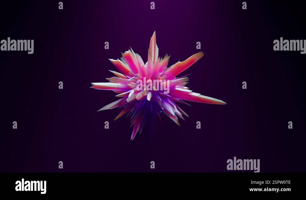 Pink crystal with sharp ridges changes shape. Unidentified flying ...