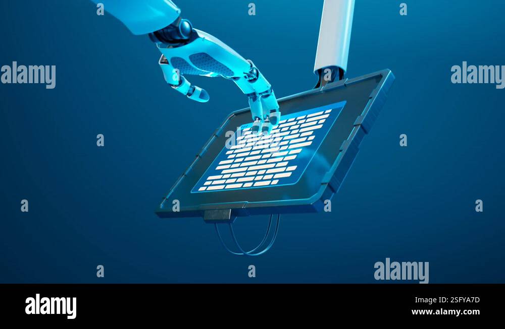 Robot passing CAPTCHA test. Test to tell apart computers and humans. AI ...