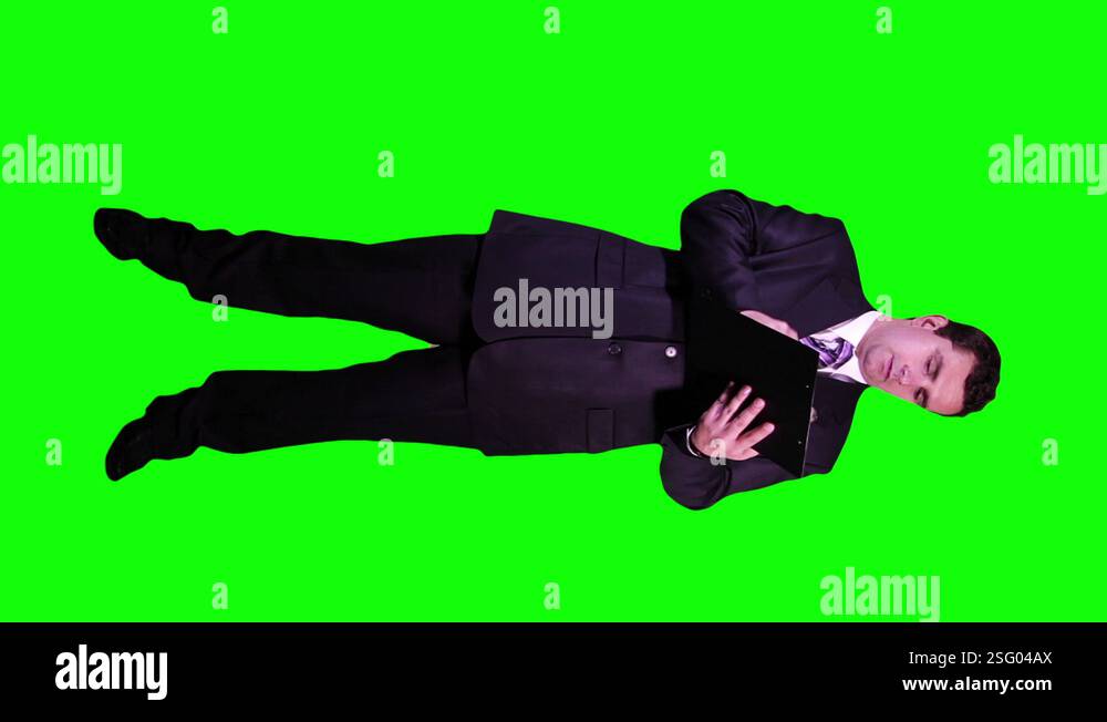 Young Businessman Making Notes Full Body Greenscreen Stock Video ...