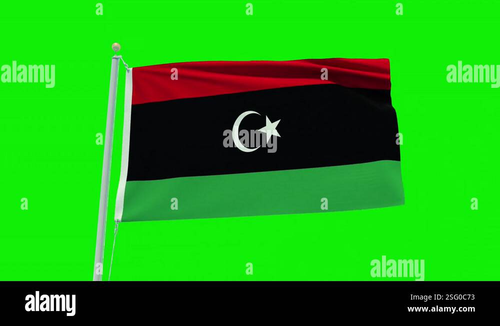 Seamless loop animation of the Libya flag on a green screen background ...