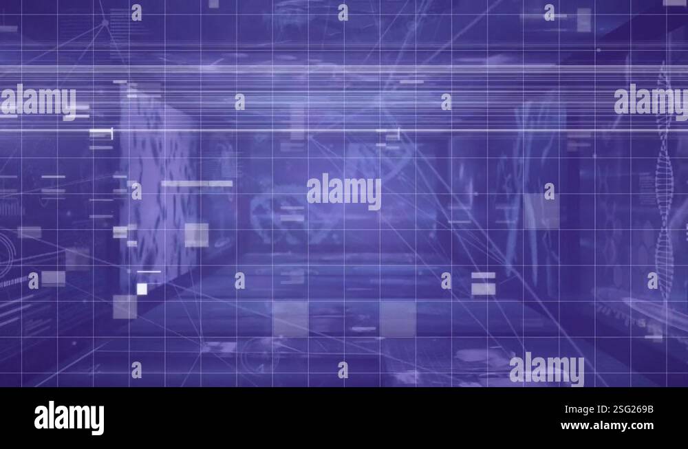 Animation of shapes and data processing over network of connections ...