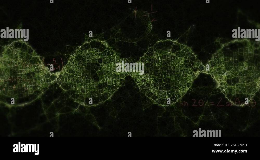 Animation of dna helix with mathematics formulas and geometry angles ...