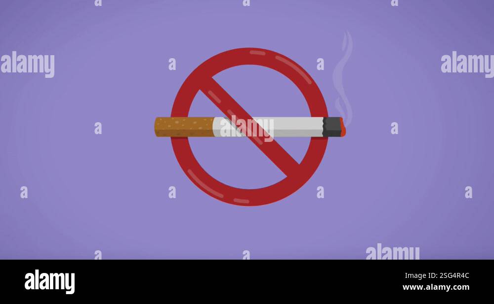Picture of Animation of no smoking sign over purple background Stock Video Footage ...