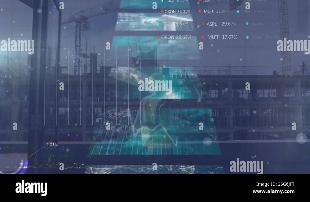 Animation of data processing over building site Stock Video Footage - Alamy
