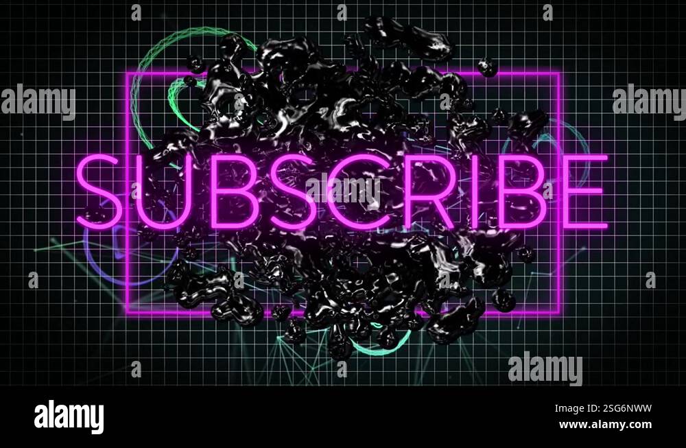 Animation of subscribe neon text over black stain and smoke Stock Video ...