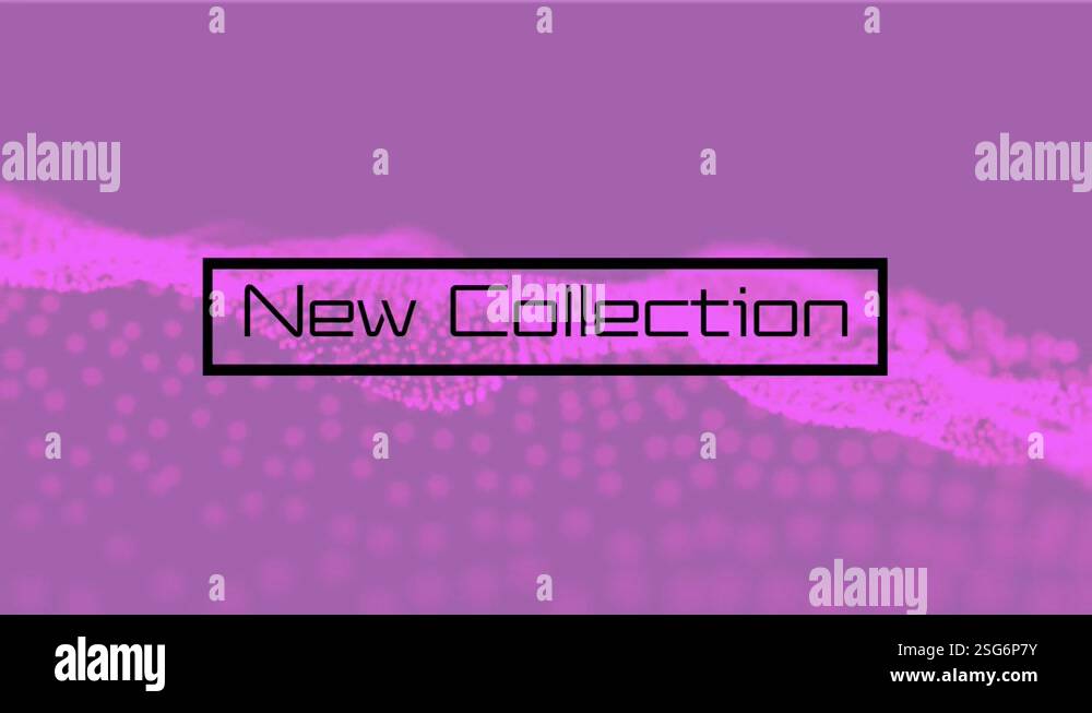 Animation of new collection text and spots on black background Stock ...