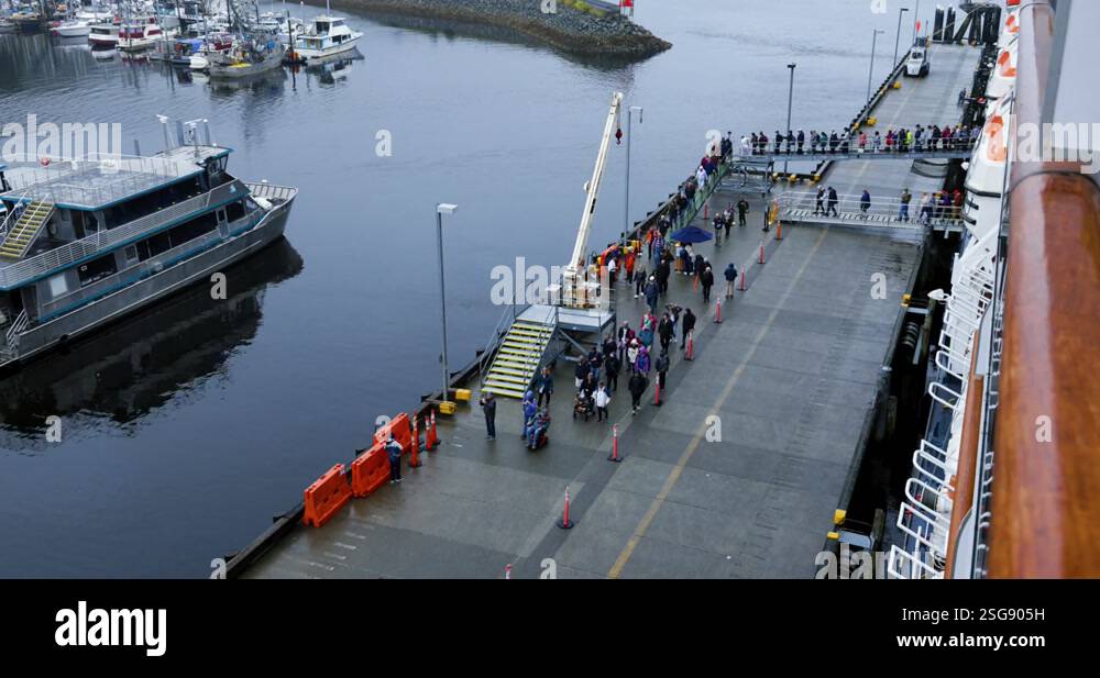 Passengers disembark cruise ship at the port of Ketchikan, Alaska Stock ...