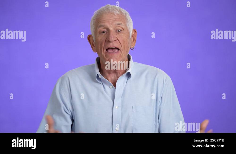 Sad upset worried disturb displeased shocked elderly gray-haired man ...