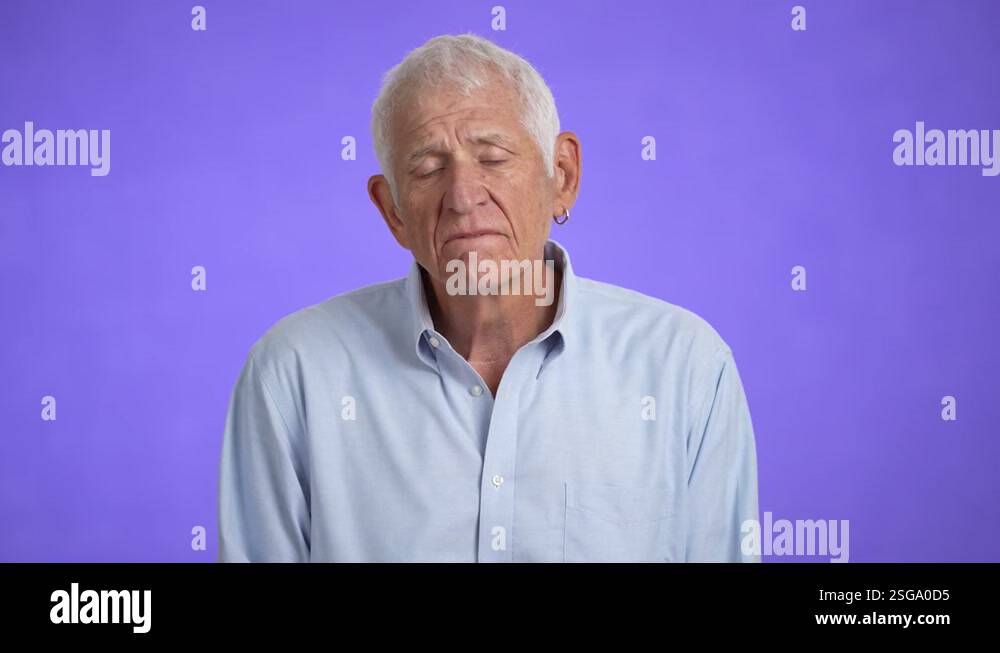Sad upset worried disturb displeased shocked elderly gray-haired man ...