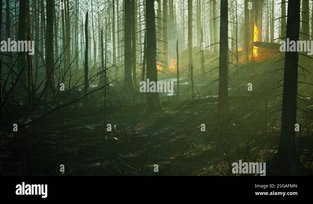 Forest fire with fallen tree is burned to the ground Stock Video ...