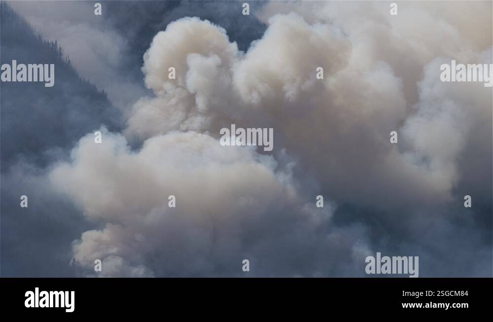 BC Forest Fire and Smoke over the mountain near Hope Stock Video ...